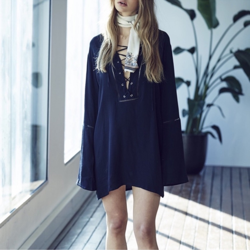 Faithfull the Brand Roman Dress Periwinkle  Blue XS